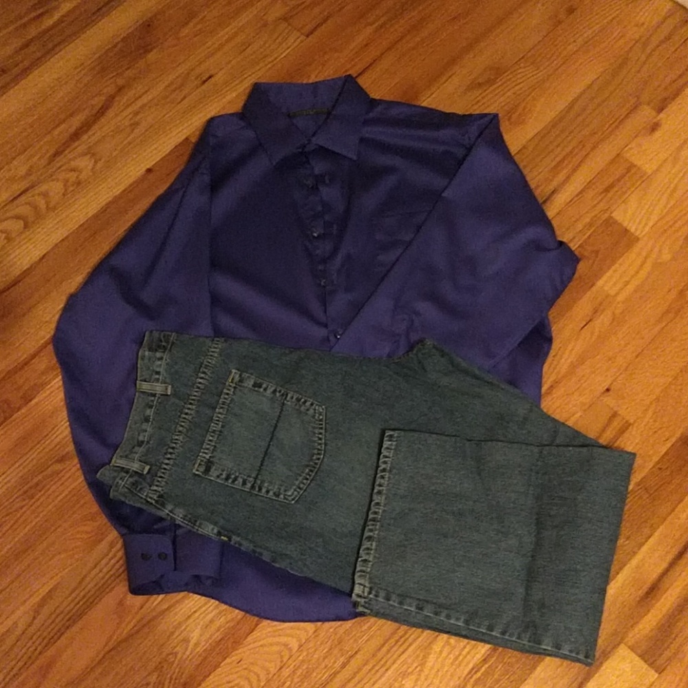 Geoffrey Bean long sleeve, plum dress shirt.